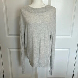 Athleta STUDIO BOATNECK SWEATSHIRT Size M Light Gray Heather